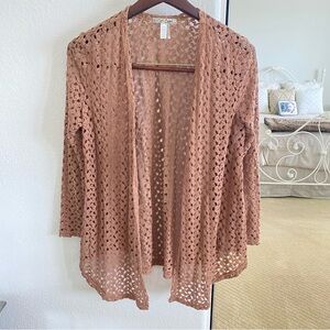 Women's Brown Boho Duster Cardigan with Belle Sleeves Size Medium